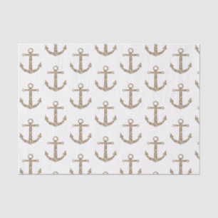 Papier Mousseline Ancres Pailletées Or Glamour Naustique Élégant Mod