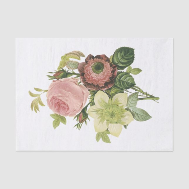 Papier Mousseline Anémone, Rose, Clematis (Recto)