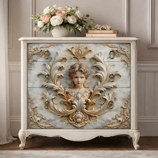 Papier Mousseline Ange baroque chérubin découpage (Baroque Angel Cherub Decoupage Tissue Paper)