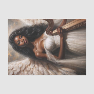 Papier Mousseline Ange de la femme noire tenant la harpe