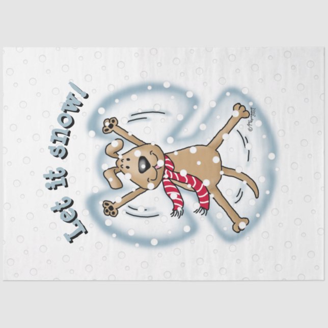 Papier Mousseline Ange de neige Chien Amusant mignon Noël Vacances a (Recto)