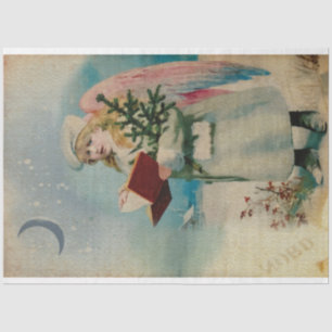 Papier Mousseline Ange de Noël Vintage Nuit de Noël Aquarelle