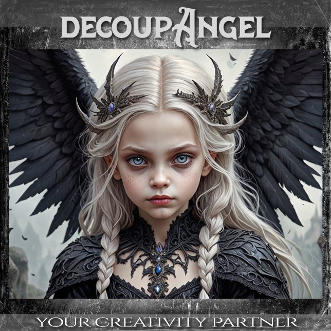 Papier Mousseline Ange gothique bébé : Astrid - Découpage - (Créateur téléchargé)