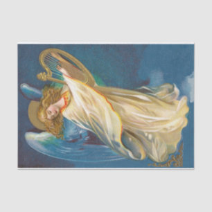 Papier Mousseline Ange jouant la musique sur une harpe