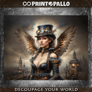 Papier Mousseline Ange steampunk avec chapeau haut-de-forme sur Lond
