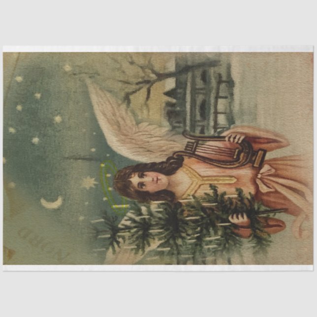 Papier Mousseline Angel arrive en ville avec sapin de Noël (Recto)