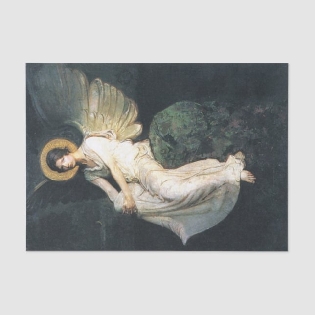 Papier Mousseline Angel assis sur un rocher par Abbott Thayer (Recto)