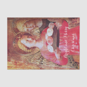 PAPIER MOUSSELINE ANGEL AVEC ROSES ET ARCHANGEL GABRIEL