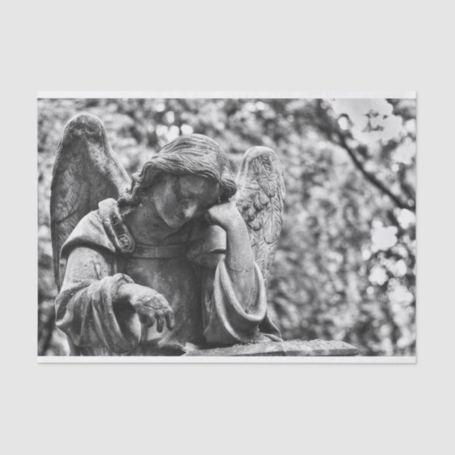 Papier Mousseline Ángel cementerio blanco y negro (Recto)
