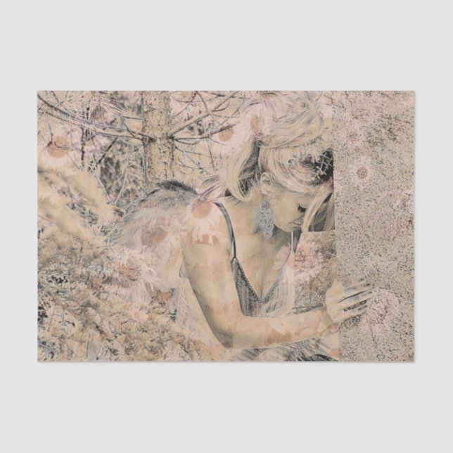 Papier Mousseline Angel Elegant Boho Floral Antique Sepia (Recto)