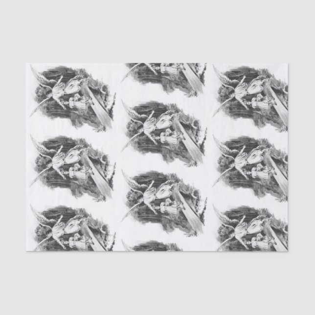 Papier Mousseline Angel Garde Une Fille Papier Tissu (Recto)