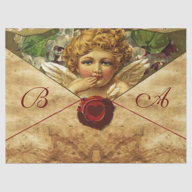 Papier Mousseline ANGEL HEART RED WAX SEAL PARCHMENT Monogramme (Recto)