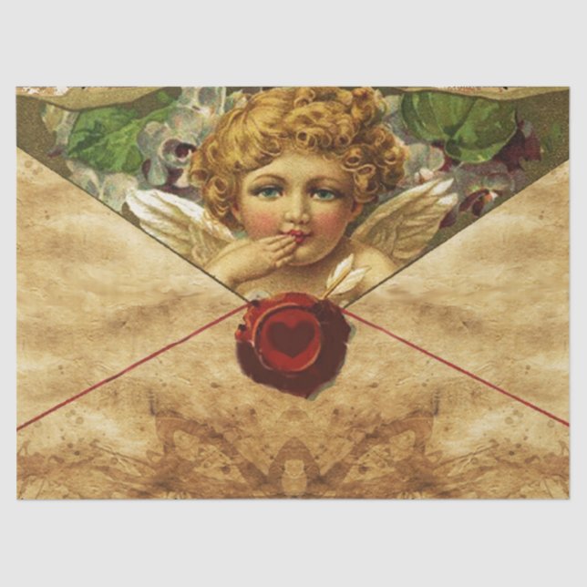 Papier Mousseline ANGEL HEART RED WAX SEAL PARCHMENT Valentines Day (Recto)