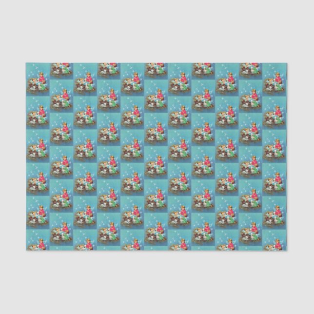 Papier Mousseline Anges de Noël rétro vintage (Recto)