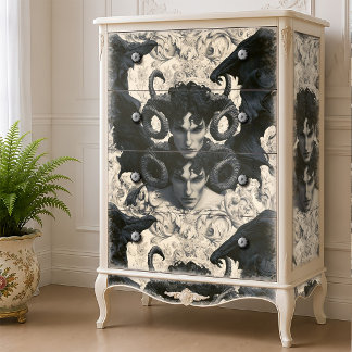 Papier Mousseline Anges tombés baroques noirs à la crème gothique co