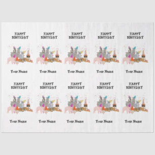 Papier Mousseline Animaux - Animaux à l'anniversaire Nom de la fête