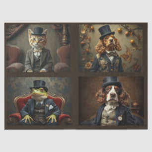 Papier Mousseline Animaux anthropomorphes, Chat, Chien, Grenouille