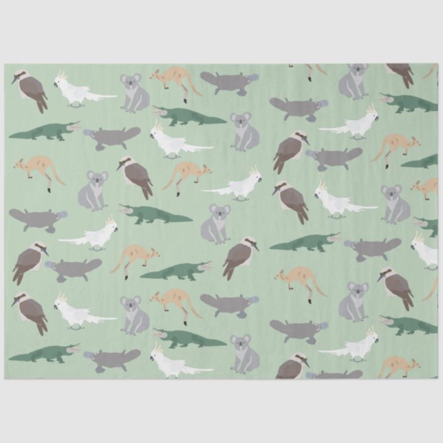 Papier Mousseline Animaux autochtones australiens Eucalyptus Motif v (Recto)