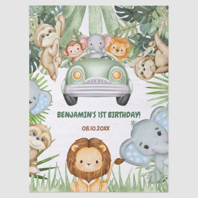 Papier Mousseline Animaux de la Jungle tropicale sauvage Anniversair (Recto)