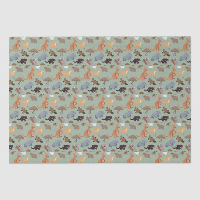 Papier Mousseline Animaux de l'Australie faune australienne (Recto)