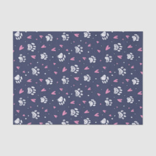 Papier Mousseline Animaux Empreintes de pattes Heart Doodle Motif Va