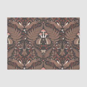 Papier Mousseline Animaux et plantes de bois en rouge et brun