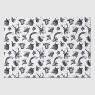 Papier Mousseline Animaux vintages Vaches de cerfs Oxen Antelope Sta