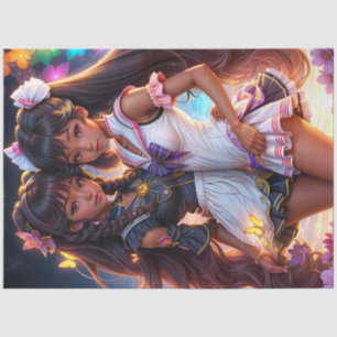 Papier Mousseline Anime Black Girl Friends