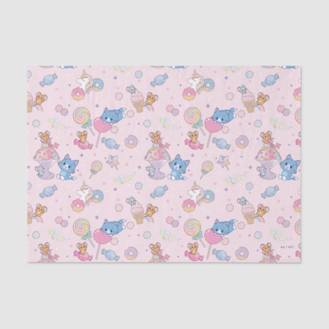 Papier Mousseline Anime Tom, Jerry et Tuffy Candyland Motif (Recto)