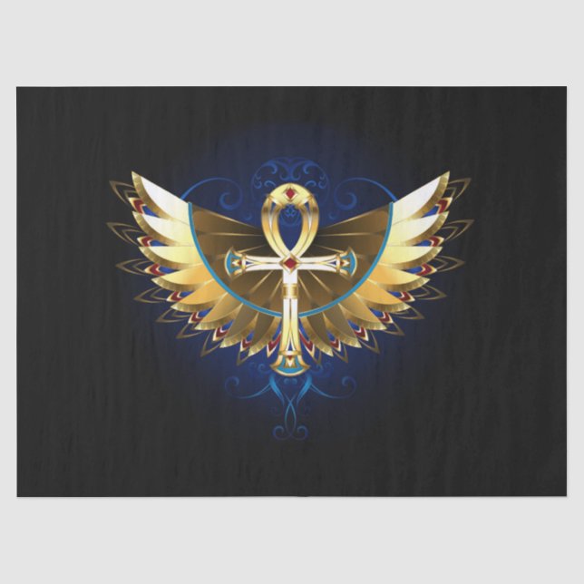 Papier Mousseline Ankh or avec ailes (Recto)