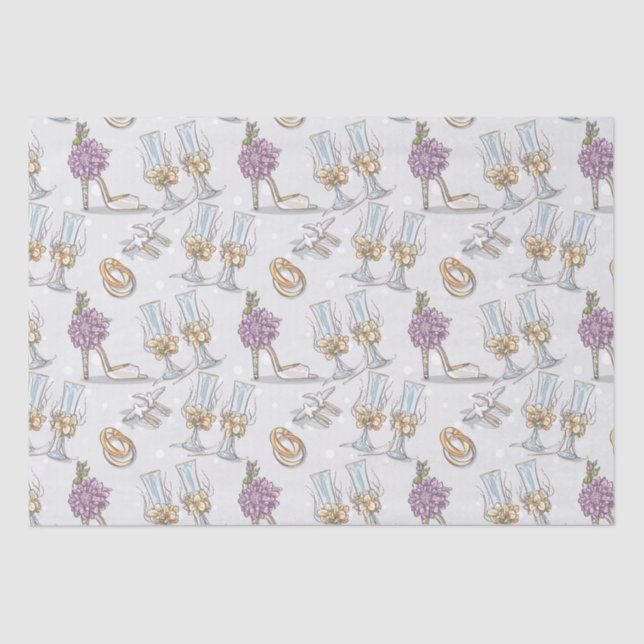 Papier Mousseline Anneaux mariages Et Champagne (Recto)