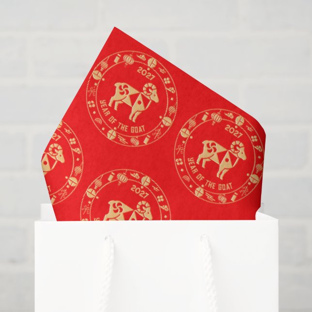 Papier Mousseline Année d'or de la Chèvre 2027 (Sac cadeau)