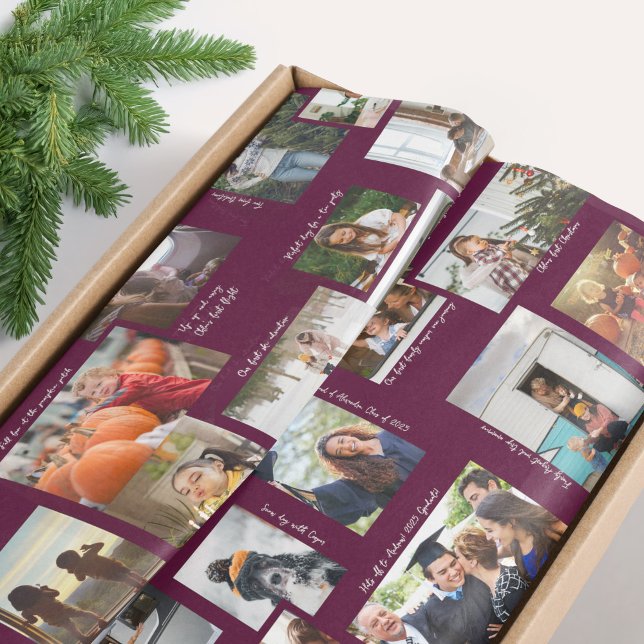 Papier Mousseline Année en instants 25 Collage de photos de famille  (Year in Moments 25 Family Photo Collage & Captions Tissue Paper)