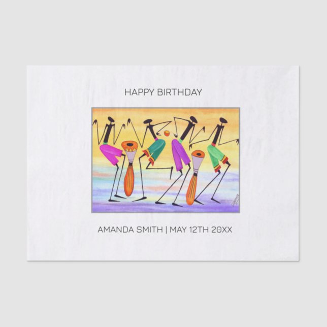 Papier Mousseline Anniversaire, aquarelle Expression du bonheur (Recto)
