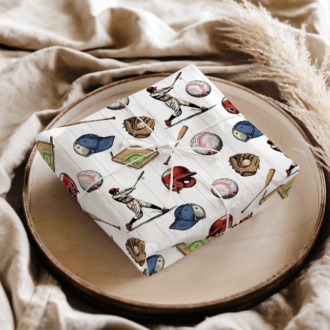 Papier Mousseline Anniversaire de Baseball Rétro (Vintage Baseball Birthday Tissue Paper)