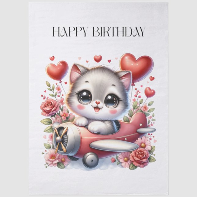 Papier Mousseline Anniversaire de Kitten Pilot (Recto)