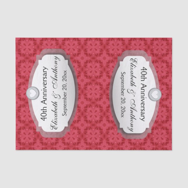Papier Mousseline Anniversaire du 40e Mariage Ruby Red Z06 (Recto)