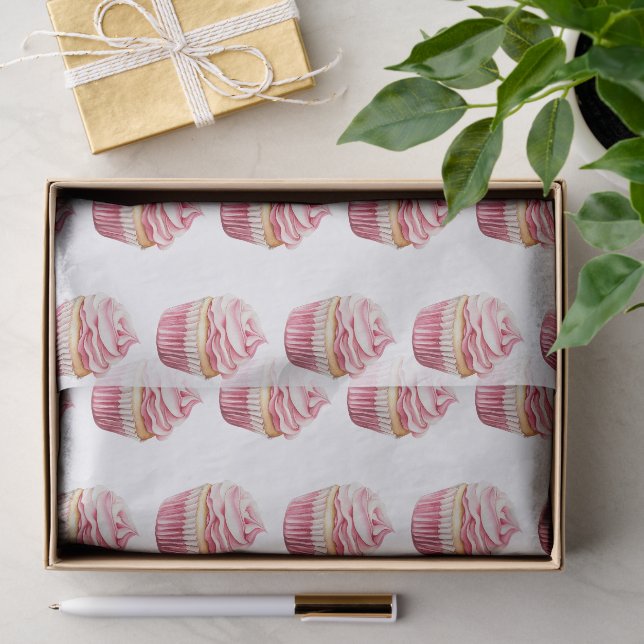 Papier Mousseline Anniversaire du Cupcake rose (Cadeau)