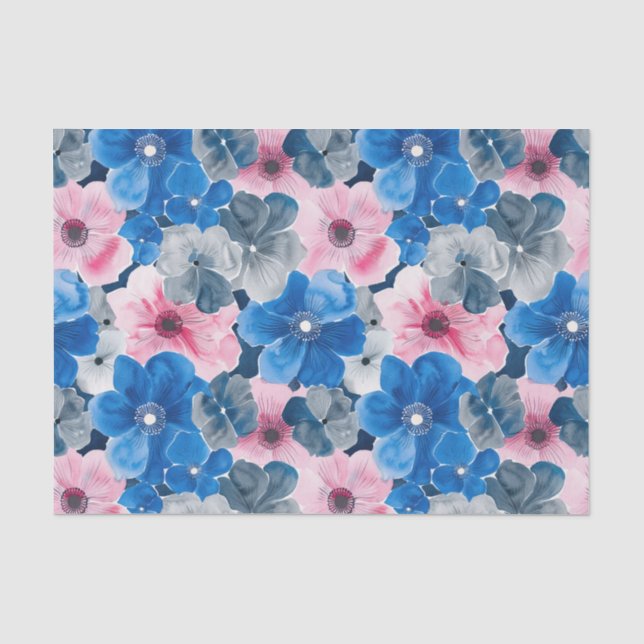 Papier Mousseline Anniversaire floral rose chic (Recto)