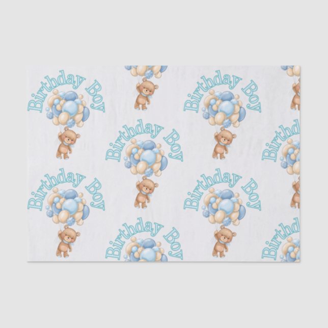 Papier Mousseline Anniversaire Garçon Ours (Recto)