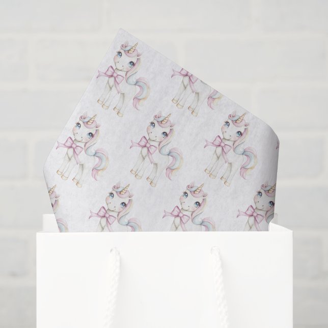 Papier Mousseline Anniversaire Licorne Rose Mignonne (Sac cadeau)