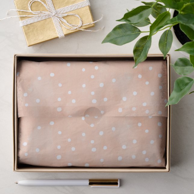 Papier Mousseline Anniversaire Peach White Dots (Cadeau)