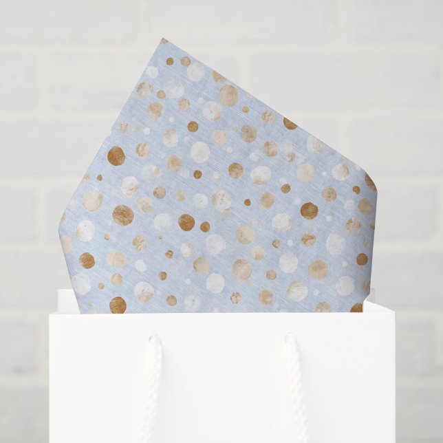 Papier Mousseline Anniversaire Points Bleu Blanc Marron (Sac cadeau)