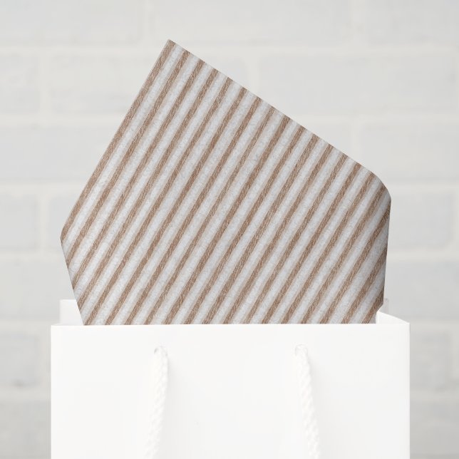 Papier Mousseline Anniversaire Rayures Crème Marron Cosy (Sac cadeau)