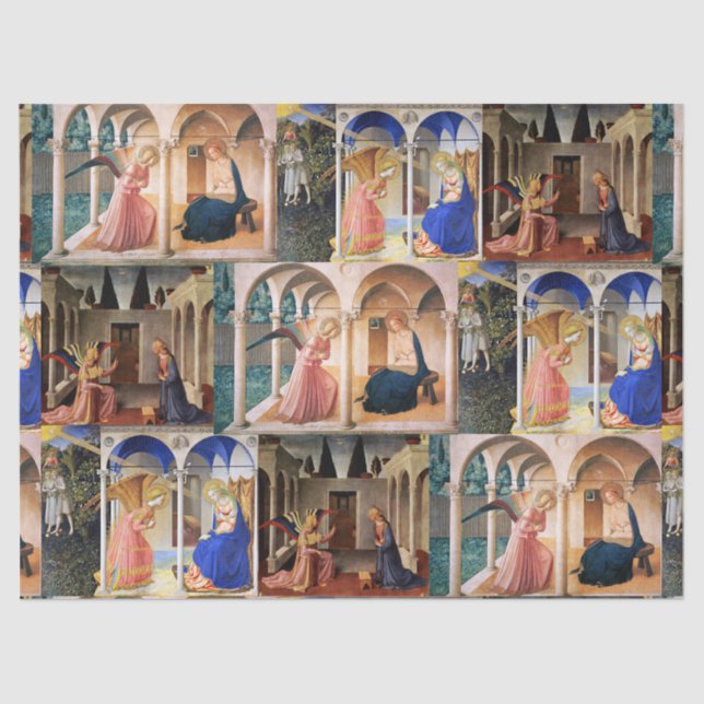 Papier Mousseline ANNONCE de Fra Beato Angelico Tissu de Noël (Recto)