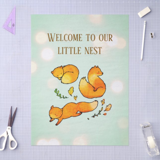 Papier Mousseline Annonce de naissance de bébé forestier   (Artisanat)