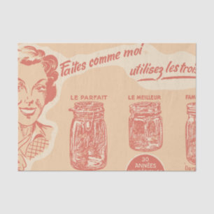 Papier Mousseline Annonce française vintage pour des pots de maçon