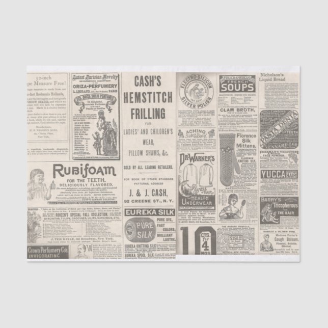 Papier Mousseline Annonces du journal de 1889 (Recto)