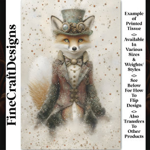 Papier Mousseline Anthropomorphes Fox Steampunk Outfit CA1 Decoupage