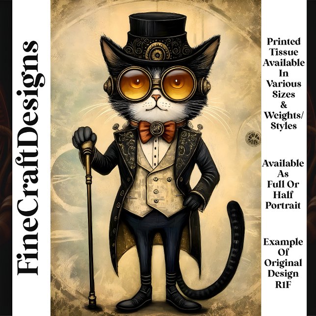 Papier Mousseline Anthropomorphique Steampunk Chic Cat R1F Découpage (Créateur téléchargé)